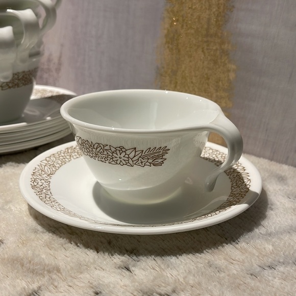 Set of 8 plates/cups vintage Corelle by  Corning. Woodland 1980’s. 💓🎁💝 - Picture 4 of 9